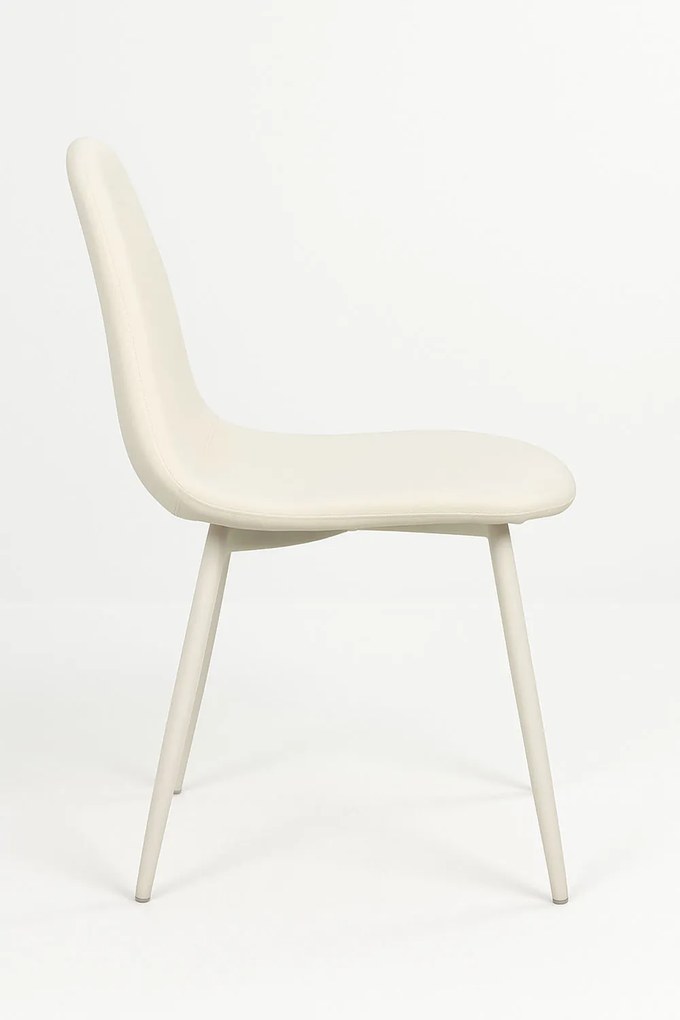 Zestaw 6 Krzese White Teok Tkanina