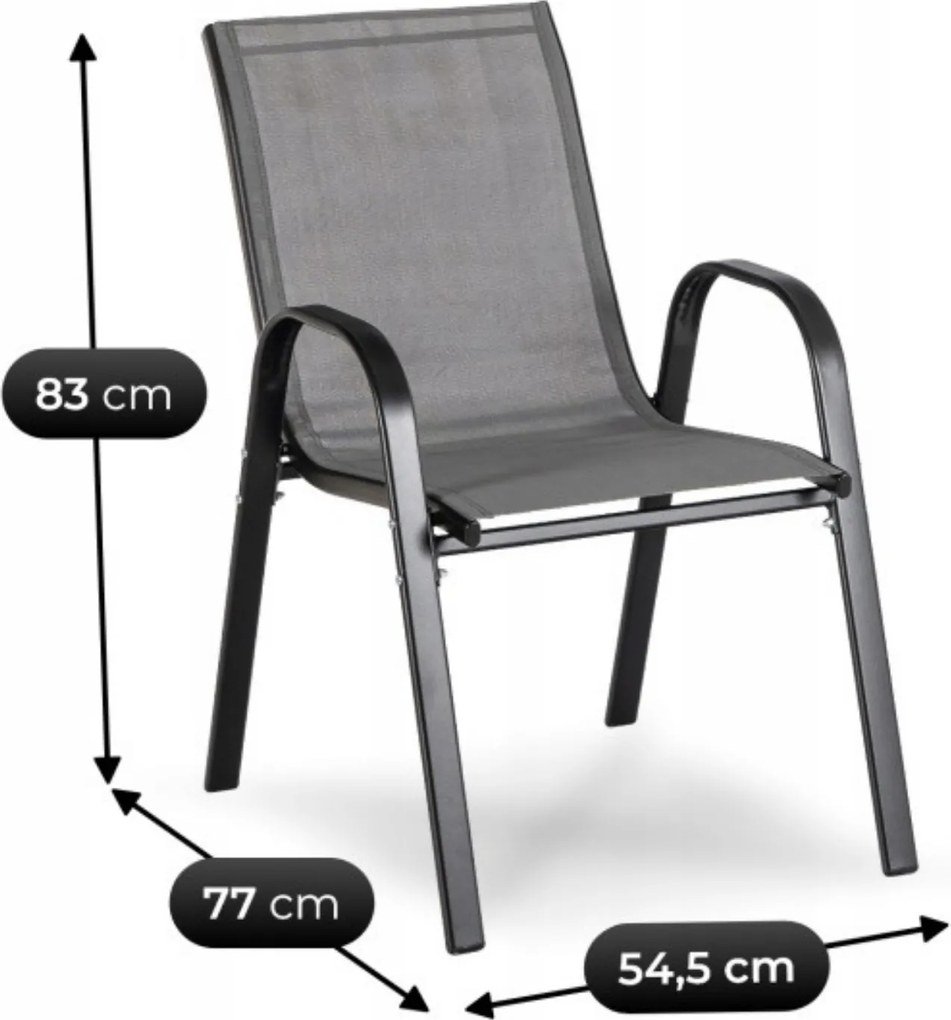 Zestaw Mebli Ogrodowych MINNESOTA Szary Ławka Krzesła Stolik Tarasowy Siatka Nowoczesny