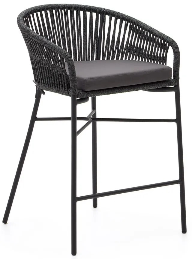 Czarny metalowy/tapicerowany hoker ogrodowy Yanet – Kave Home