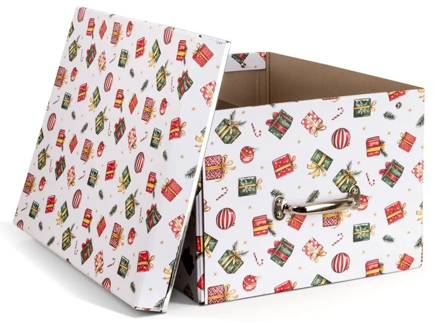 Kartonowy pojemnik dekoracyjny z pokrywką 37x50x15 cm Engla Christmas Storage – Bigso