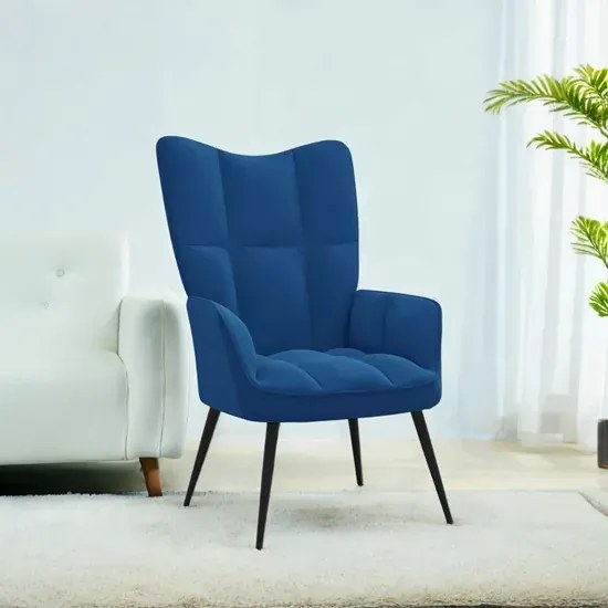 Niebieski pikowany fotel wypoczynkowy - Verria