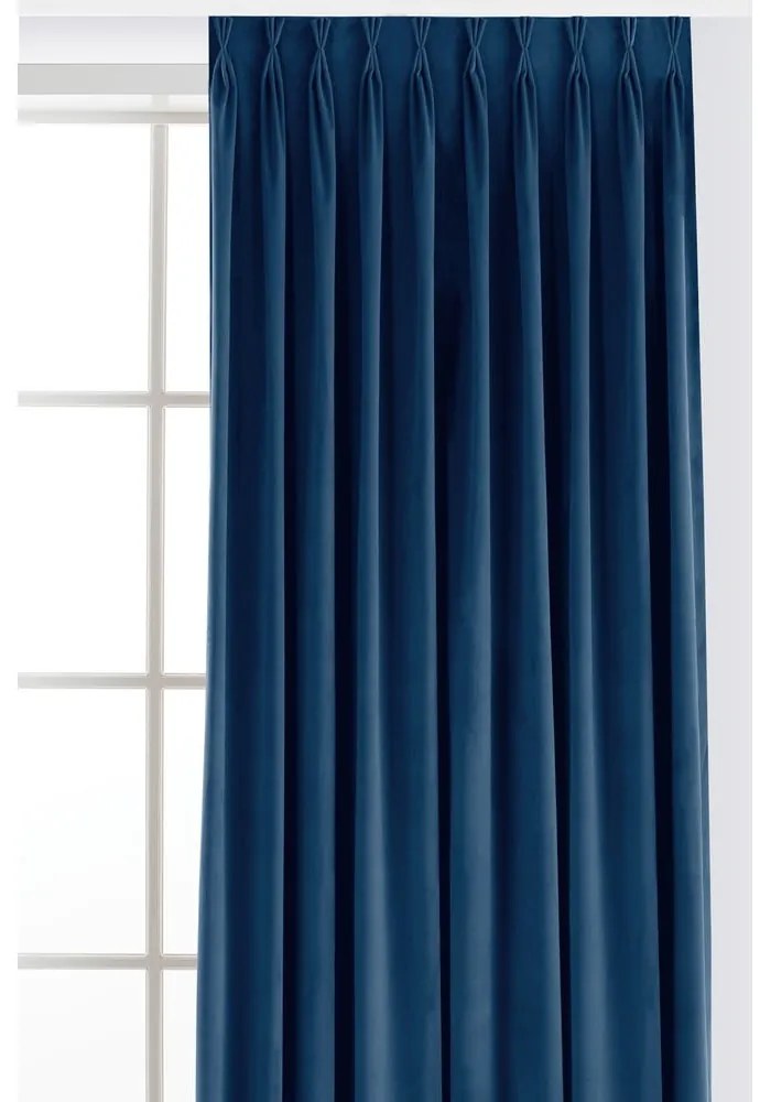 Niebieska aksamitna zasłona częściowo zaciemniająca (dimout) 265x225 cm Velto – Filumi