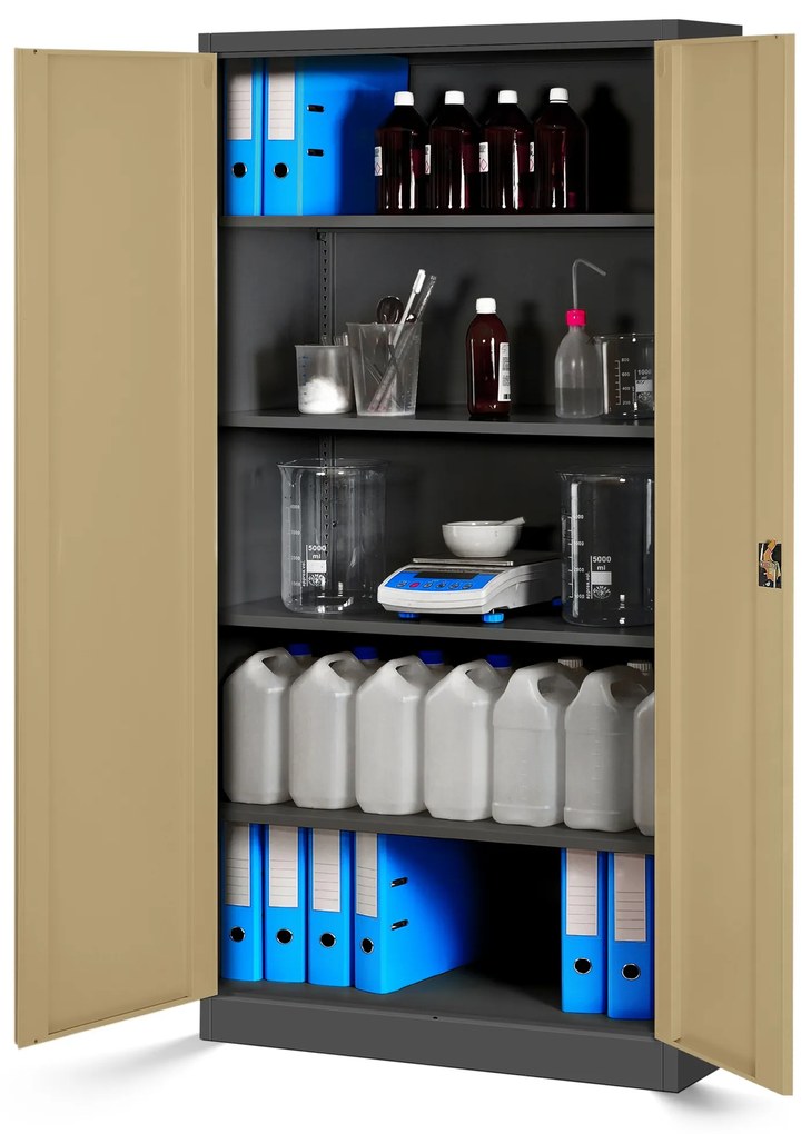 Zestaw 4x biurowa szafa metalowa JAN H, 900 x 1950 x 400 mm, Eco Design: antracytowa/ orzech