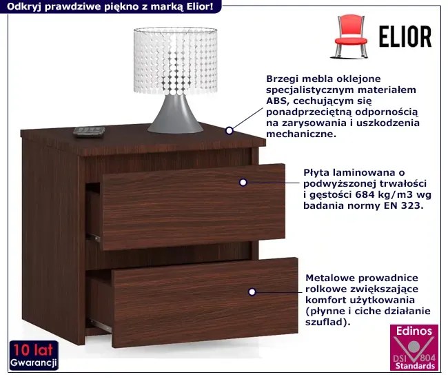 Klasyczna Szafka Nocna W Kolorze Wenge T7-L68