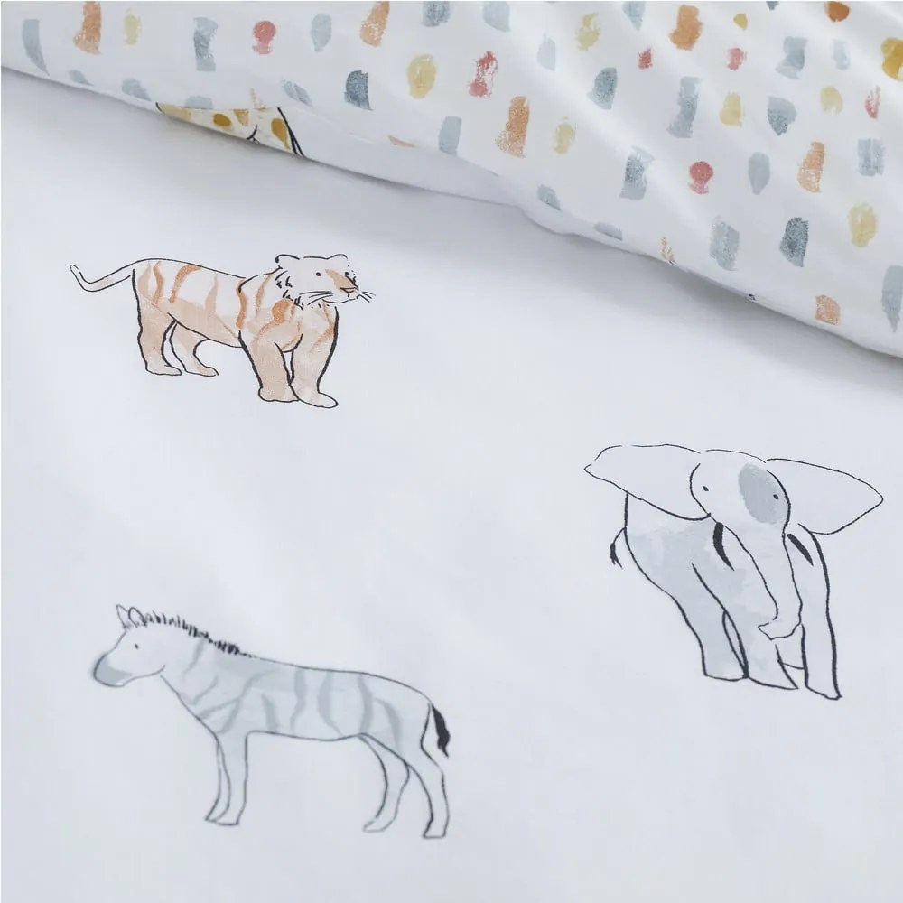 Biała bawełniana pościel dziecięca dwuosobowa 200x200 cm Zoo Animals – Bianca