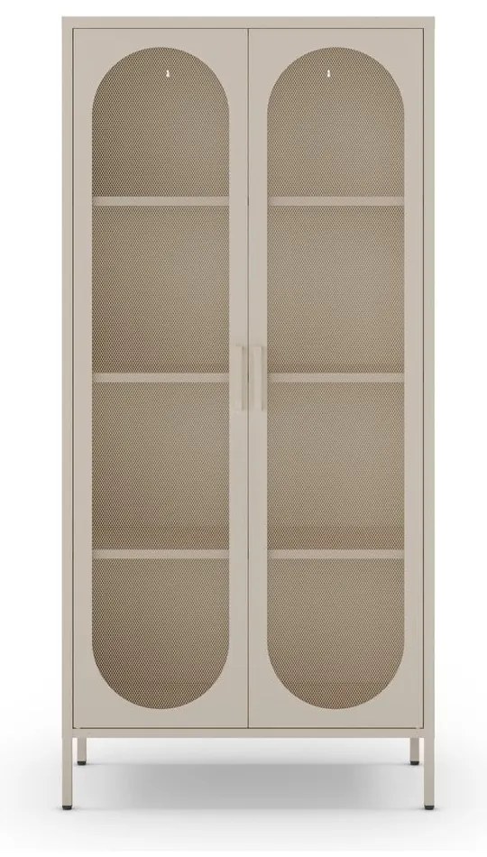 Kremowa metalowa szafka 80x170x40 cm Diora – Marckeric