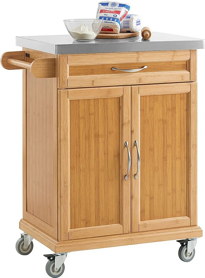 Bambusowy wózek kuchenny z blatem stali FKW13-N