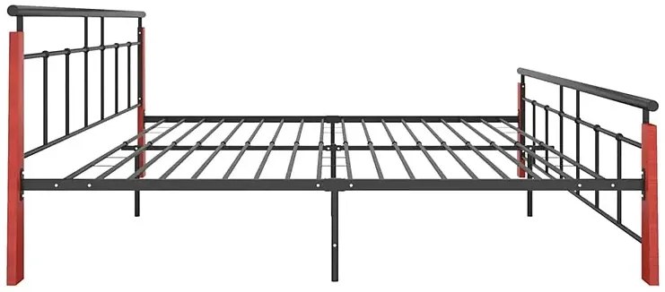 Łóżko metalowe vintage czarny + ciemny dąb 200x200 cm D6-W51