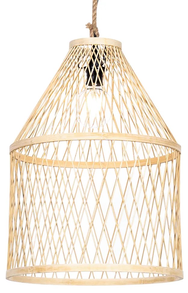 Zewnetrzna Rustykalna lampa wisząca zewnętrzna z rattanu 40x55 cm - Calamus Rustykalny / Vintage Oswietlenie zewnetrzne