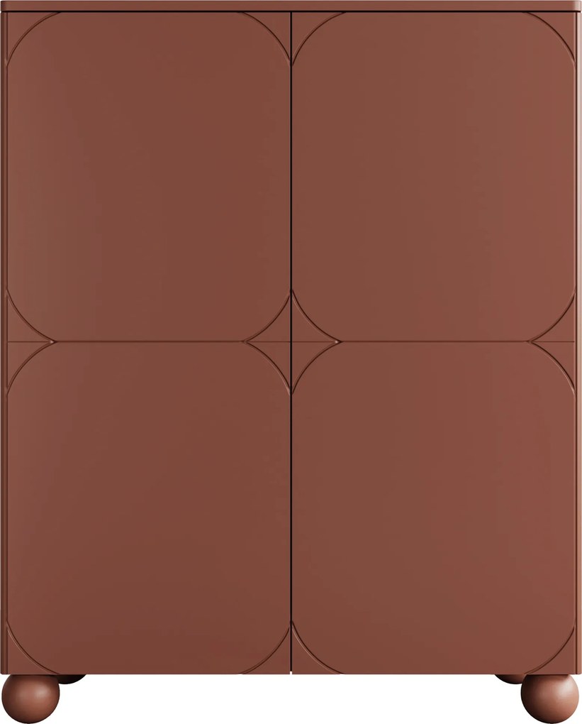 Komoda wysoka Sonatia II 120 cm dwudrzwiowa z dwoma ukrytymi szufladami - burgund