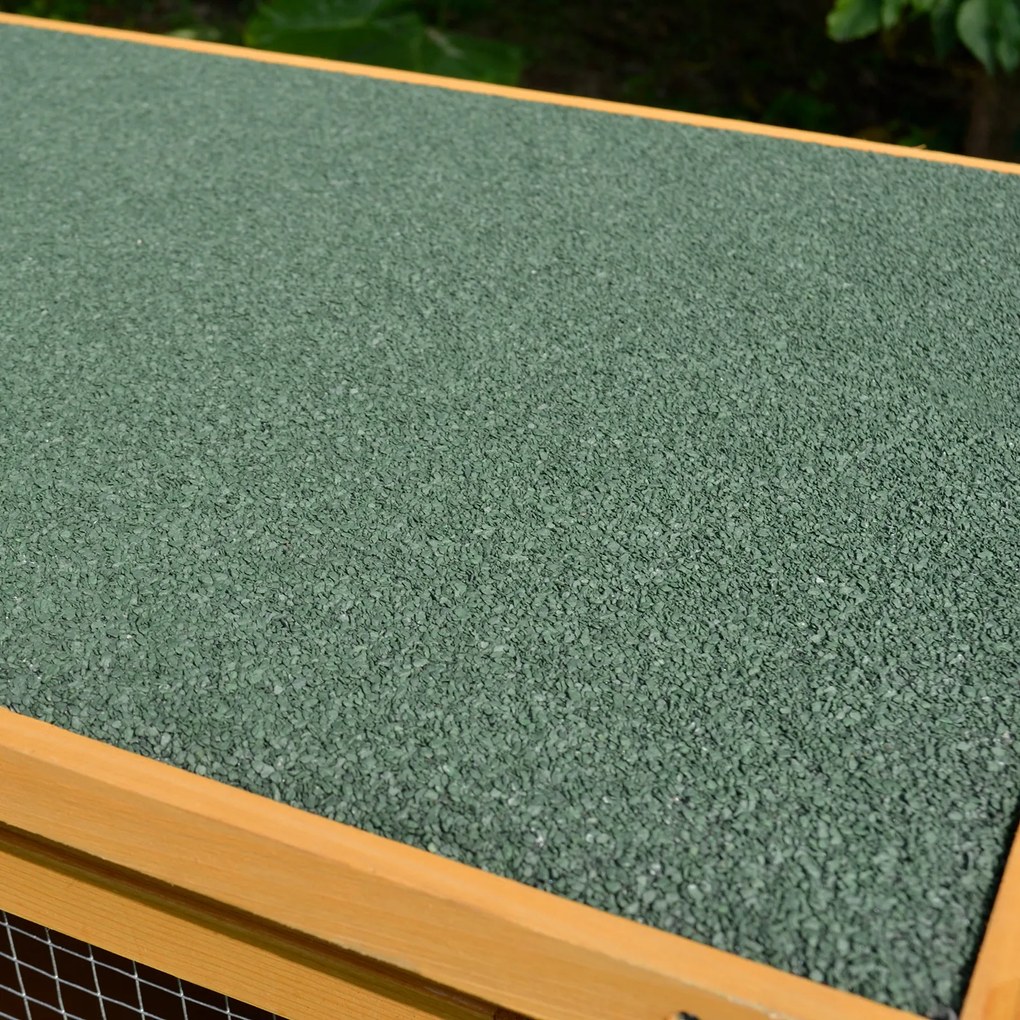 PawHut Domek dla królików z drewna z otwieranym dachem, 2 drzwiami, wysuwaną podstawą, 115x44,3x65 cm Jasnożółty | Aosom PL