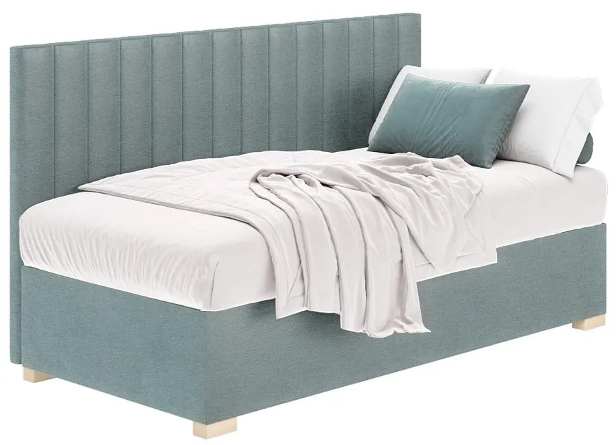 Niebieskie łóżko dziecięce ze schowkiem i materacem 90x200 cm Chill – Ghado