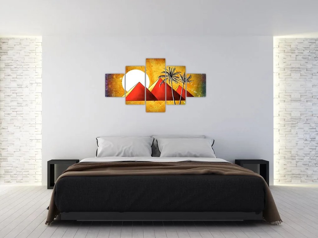 Obraz malowanych egipskich piramid (125x70 cm)