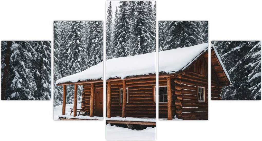 Obraz - Pokryta śniegiem chata (125x70 cm)