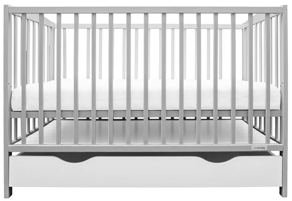 New Baby Łóżeczko dziecięce Lilly z szufladą,szare