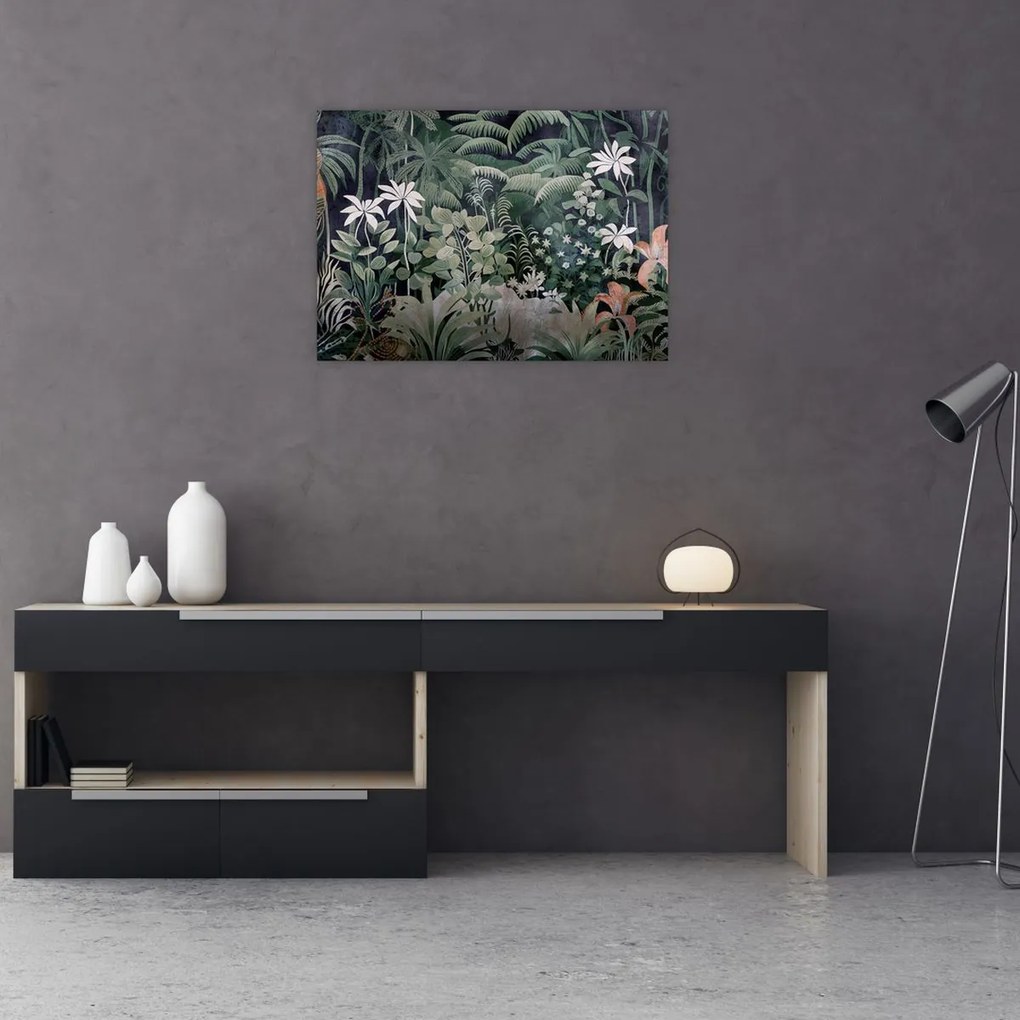 Obraz - Malowany wzór dżungli (70x50 cm)