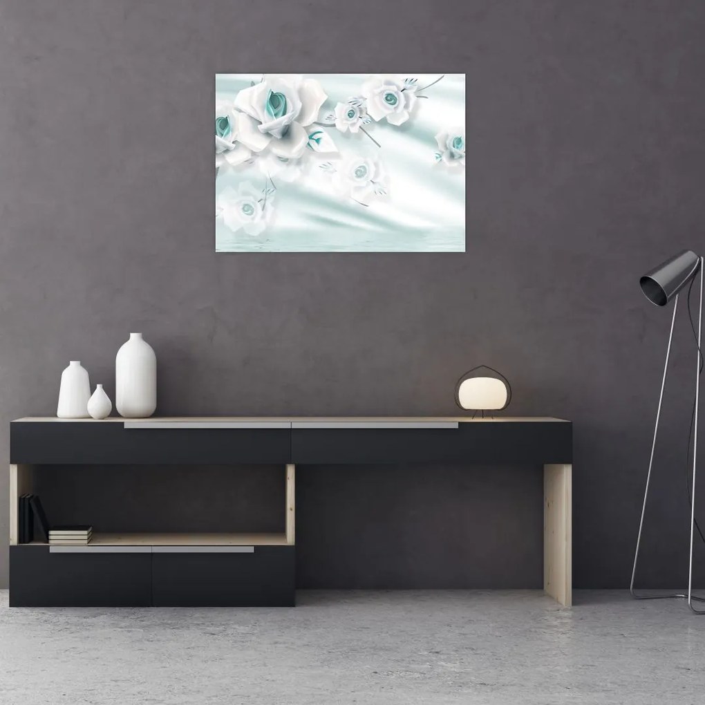 Obraz - Turkusowe kwiaty róży (70x50 cm)