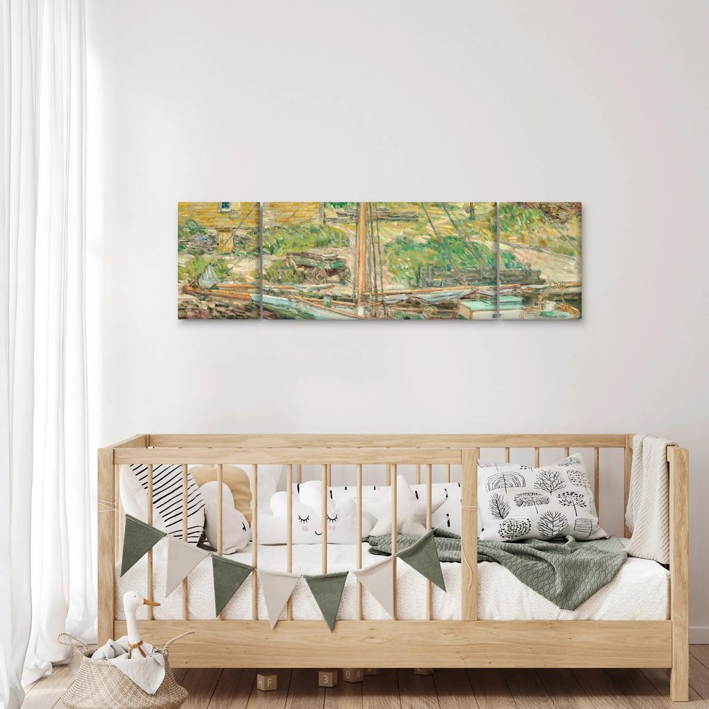 Obraz - Childe Hassam, Oyster Sloop, Cos Cob, reprodukcje (170x50 cm)