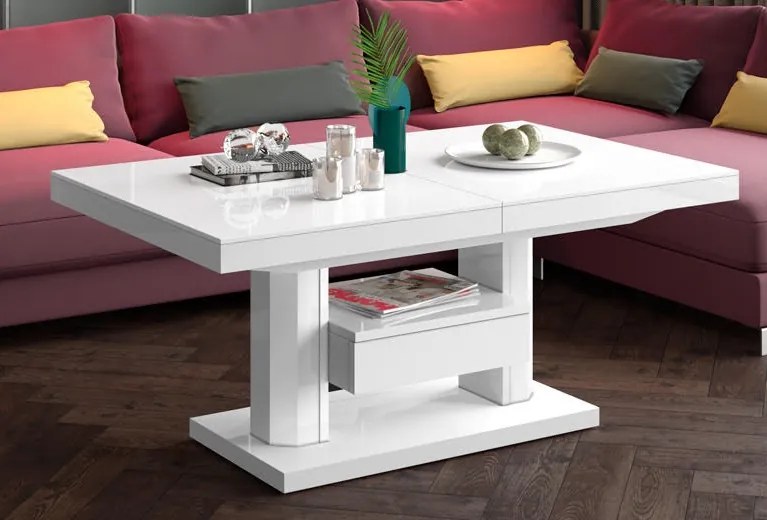 Ławostół podnoszony i rozkładany z półką i szufladą Quadro Max Hubertus połysk