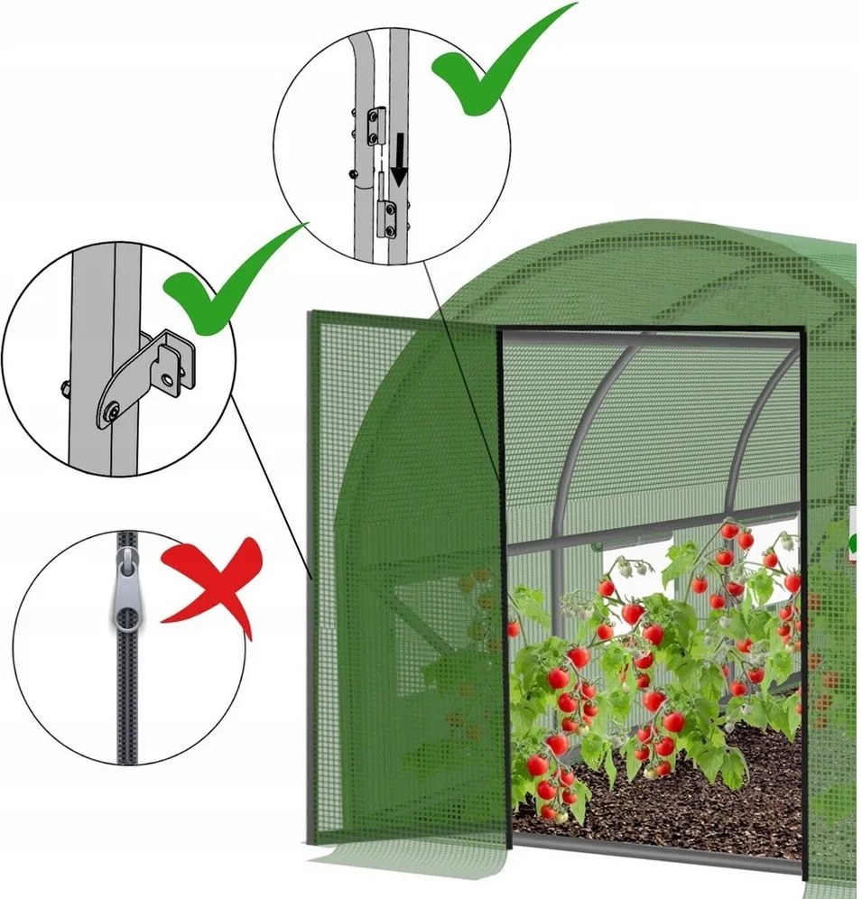 Szklarnia foliowa ogrodowa z drzwiami, 400 x 250 x 200 cm