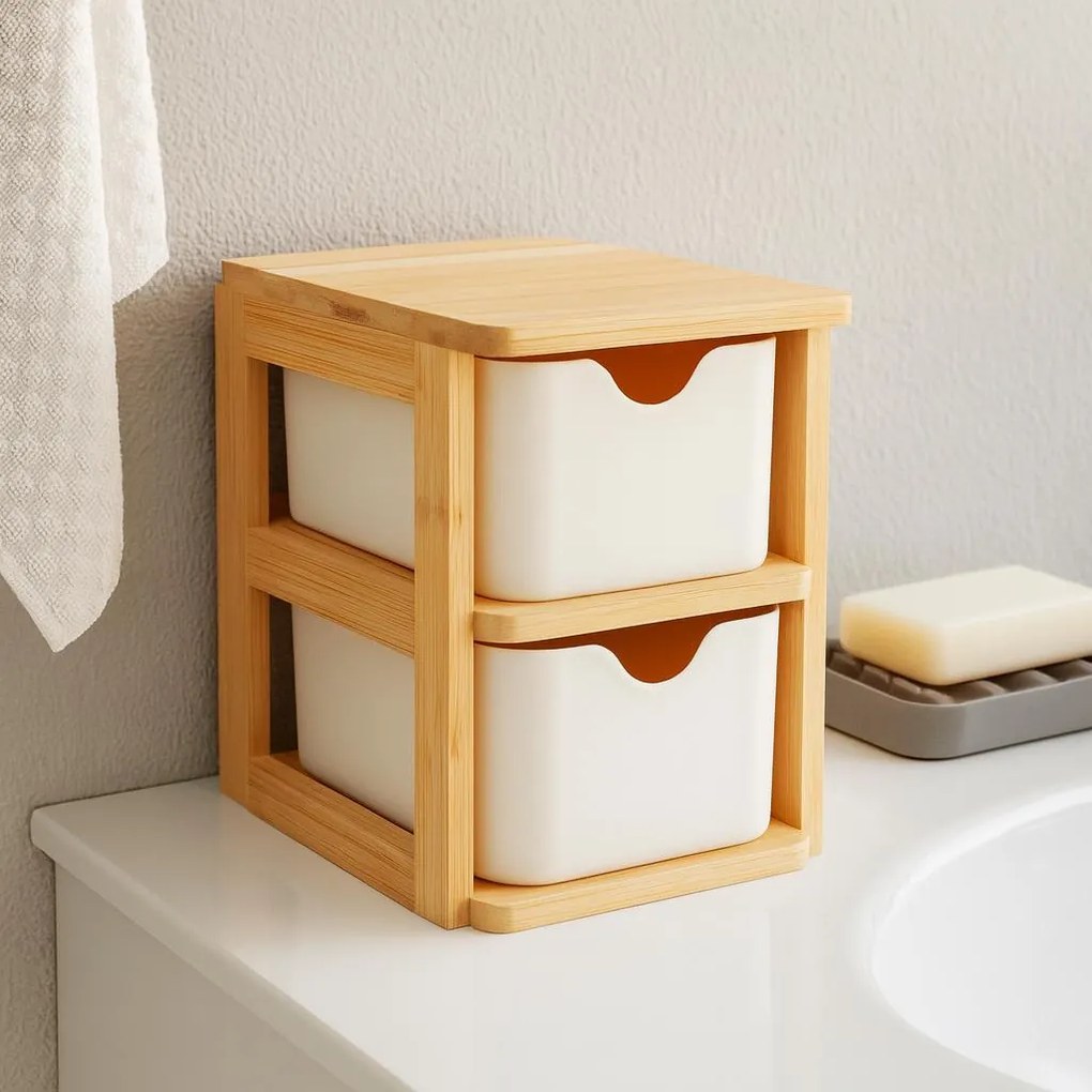 Podwójny organizer bambusowy SKAFFA, 15 x 10,8 cm