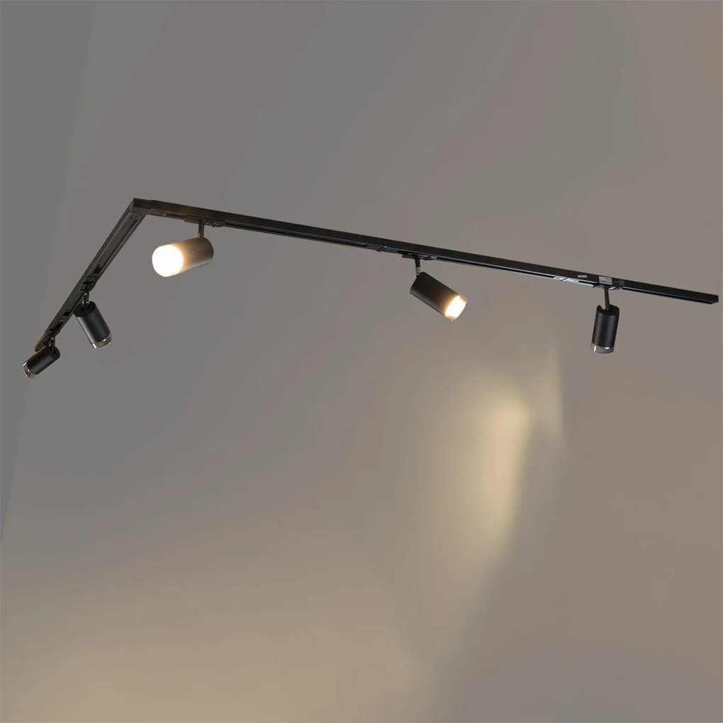 Nowoczesny system oświetlenia szynowego z 5 czarnymi kloszami dymionymi - Iconic Jeana