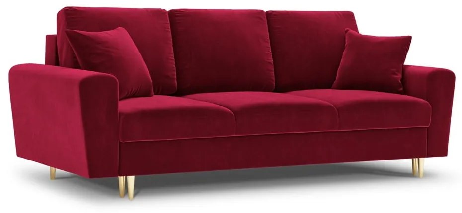 Czerwona aksamitna rozkładana/ze schowkiem sofa 235 cm Kyoto – Cosmopolitan Design