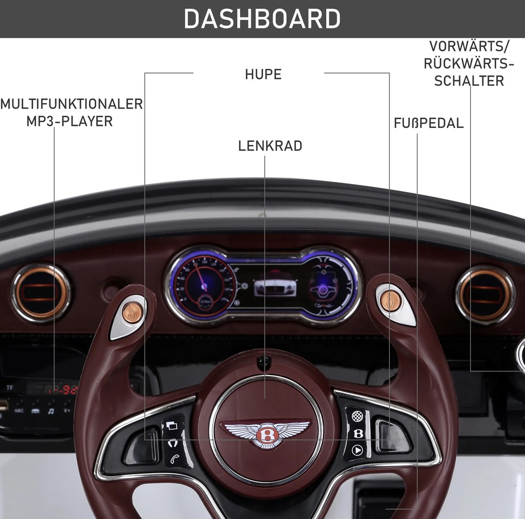 Homcom® samochód dla dzieci auto elektryczne bentley z pilotem biały