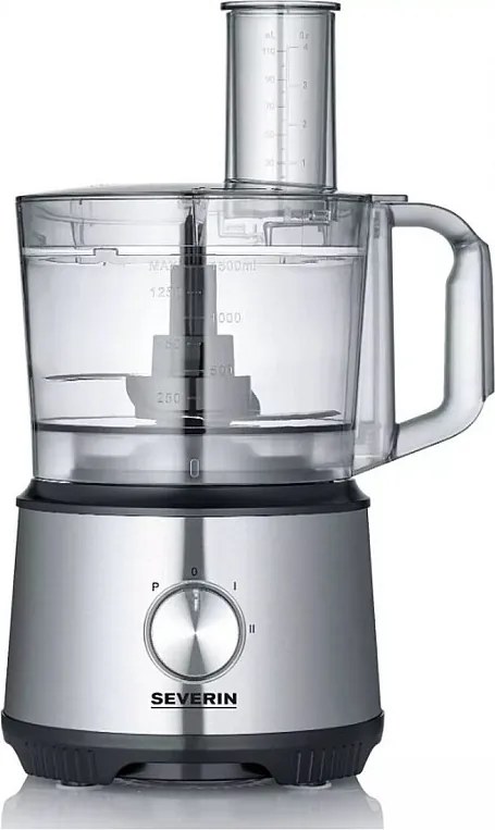 Robot wielofunkcyjny SEVERIN KM3892 1200W stal nierdzewna/czarny z blenderem 1,5L, 3 dyskami 2-w-1, młynkiem do przypraw i hakiem do wyrabiania ciasta