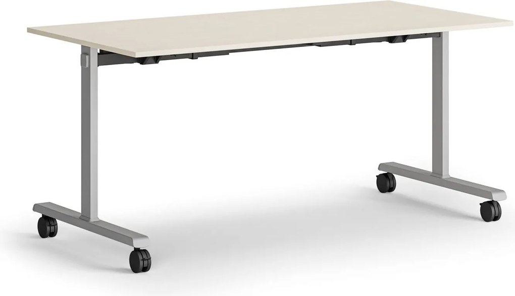 Mobilny stół MATCH, 160x80 cm, szara podstawa, brzoza