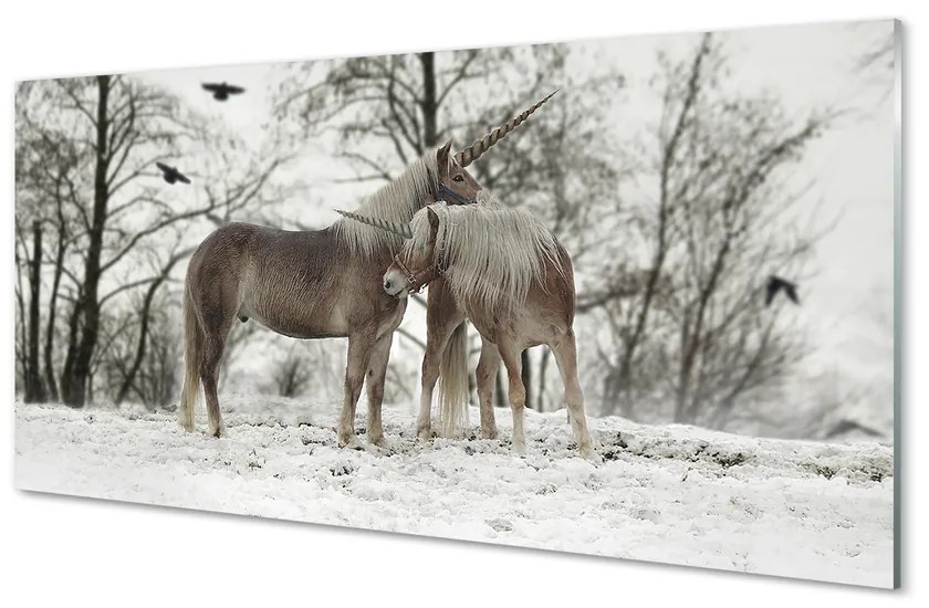 Panel Szklany Las zima jednorożce