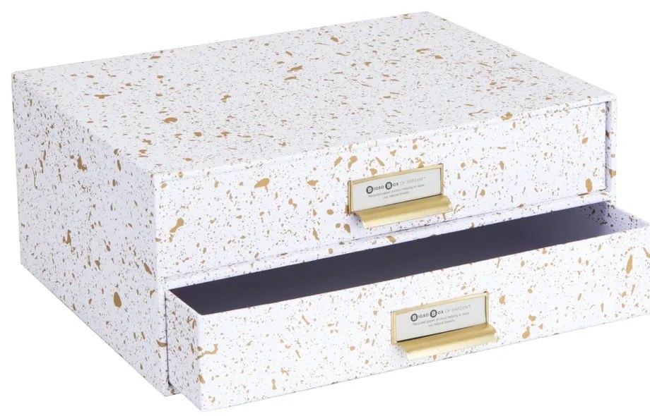 Organizer z 2 szufladkami w biało-złotym kolorze Bigso Box of Sweden Birger