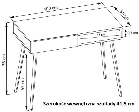 Biurko z nóżkami typu skandi dąb craft + czarny łóżko Benny 6X