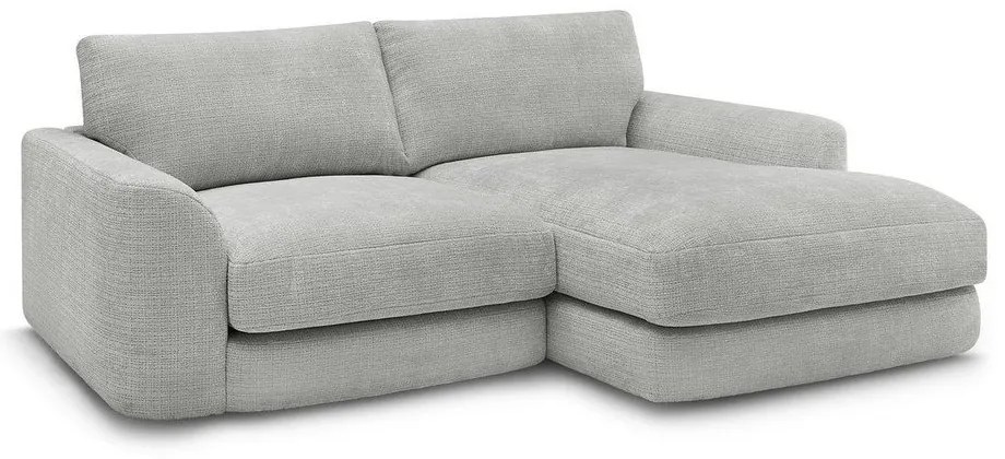 Jasnoszary narożnik z tkaniny szenilowej (prawostronny/z szezlongiem) Leonore – Bobochic Paris