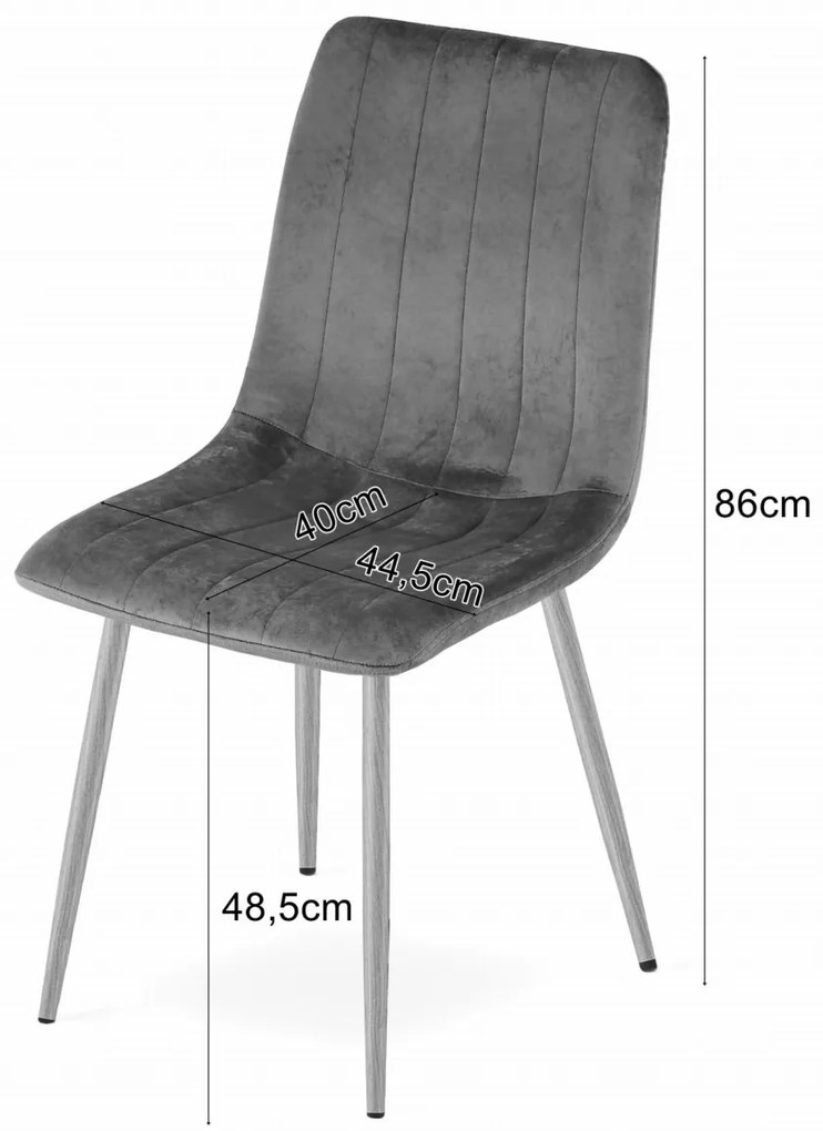 Zestaw jadalniany 1 + 4, biały stół jadalny ADRIA 120x80 cm + kremowe aksamitne krzesło LAVA