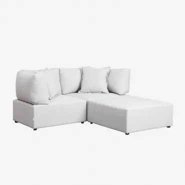 Dwuczęściowa Sofa Modułowa Z 2 Narożnikami I Pufem Kata Beżowy Krem - Sklum