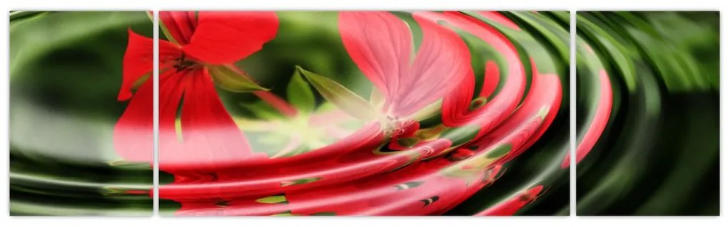 Abstrakcyjny obraz - kwiaty w falach (170x50 cm)