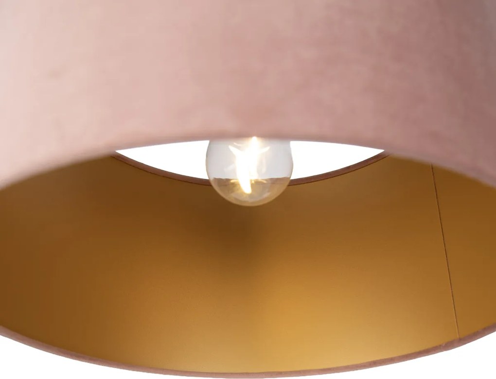 Lampa wisząca czarna z różowym kloszem i złotym wnętrzem 35 cm 3-źródła światła - Cava