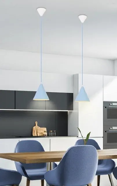 Niebieska lampa metalowy klosz nad wyspę - V014 D7-H72