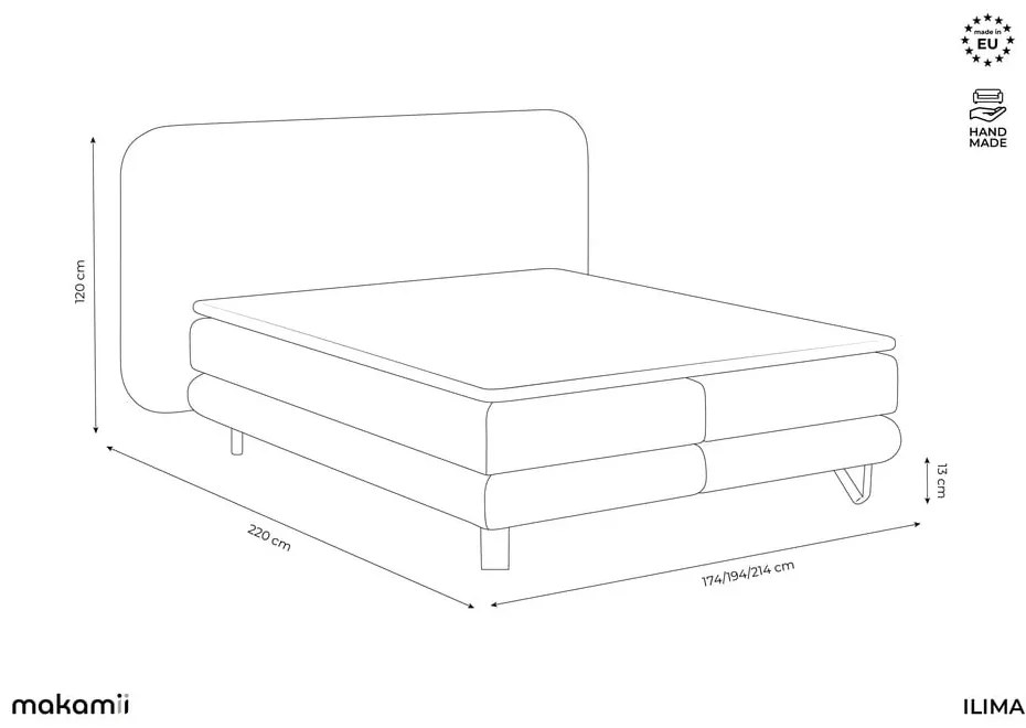 Beżowe łóżko kontynentalne 180x200 cm Ilima – Makamii