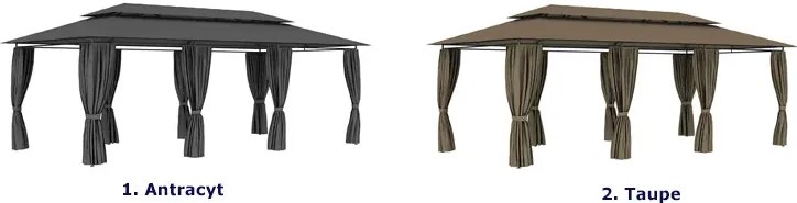 Nowoczesna altana ogrodowa z zasłonami antracyt R8-H29