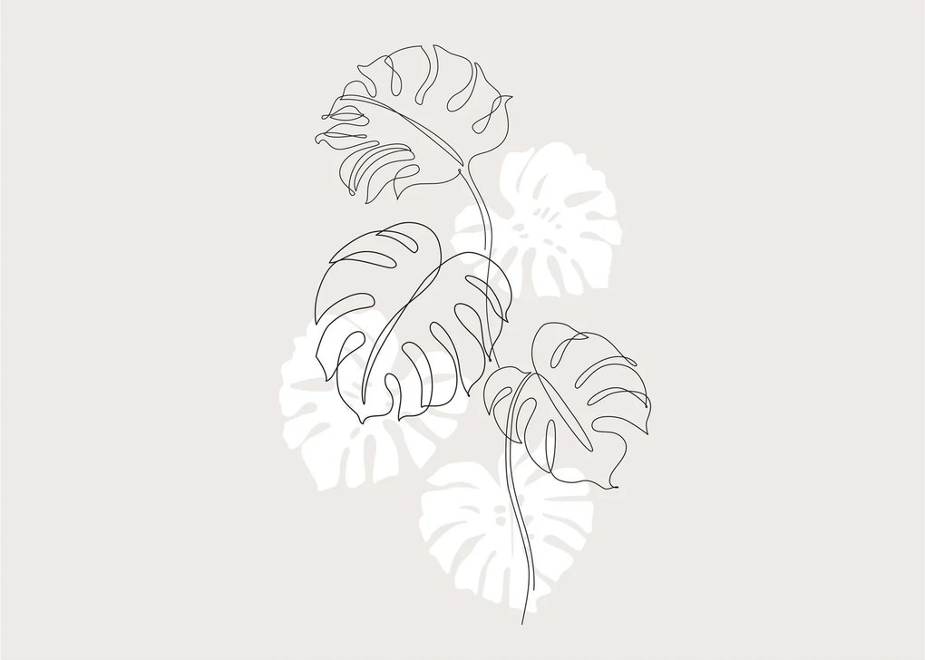 Obraz na szkle - Line art monstera N⁰3 (70x50 cm)