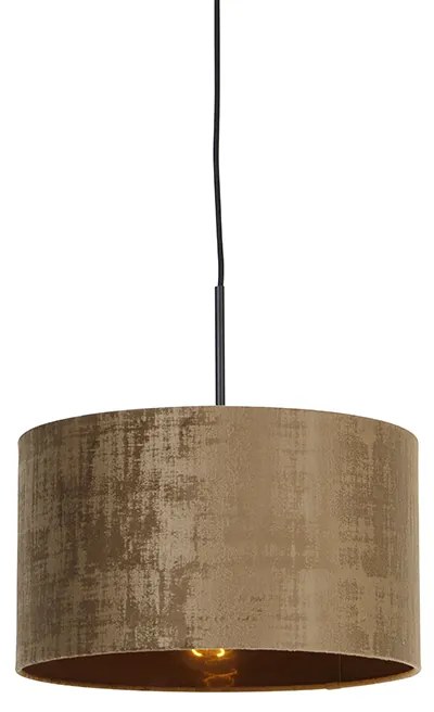 Nowoczesna lampa wisząca czarna z brązowym kloszem 35 cm - Combi Nowoczesny Oswietlenie wewnetrzne