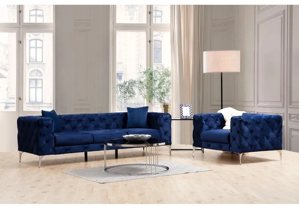 Ciemnoniebieska aksamitna sofa 237 cm Como – Artie