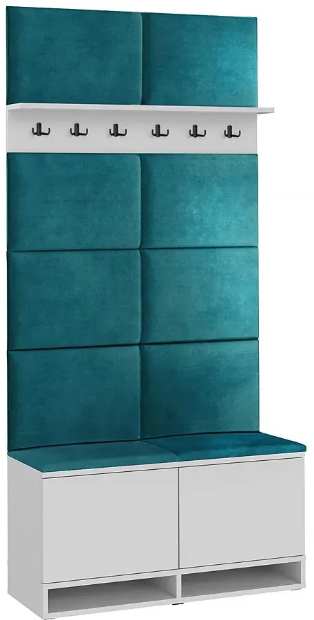 Nowoczesna garderoba do przedpokoju biały + butelkowa zieleń N8-K74