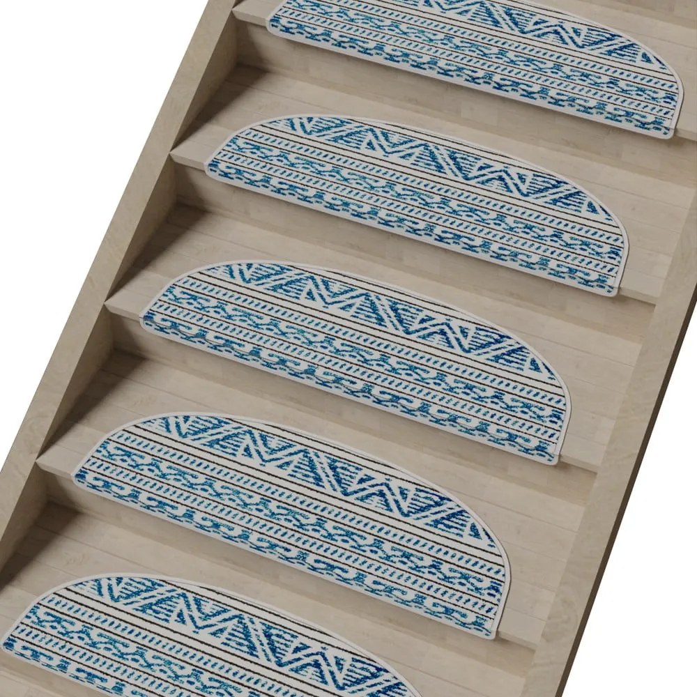 Niebieskie dywaniki na schody zestaw 16 szt. 20x65 cm Cottage Warmth – Vitaus