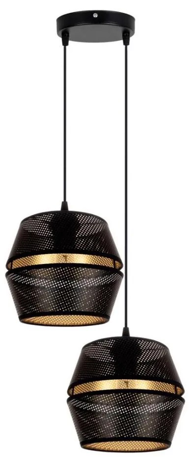 Lampa wisząca PARIS 2xE27/60W/230V czarno-złota na linkach