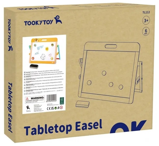 Tooky toy tablica edukacyjna 2w1 magnetyczna kredowa dla dzieci magnesy gąbka 6 el.