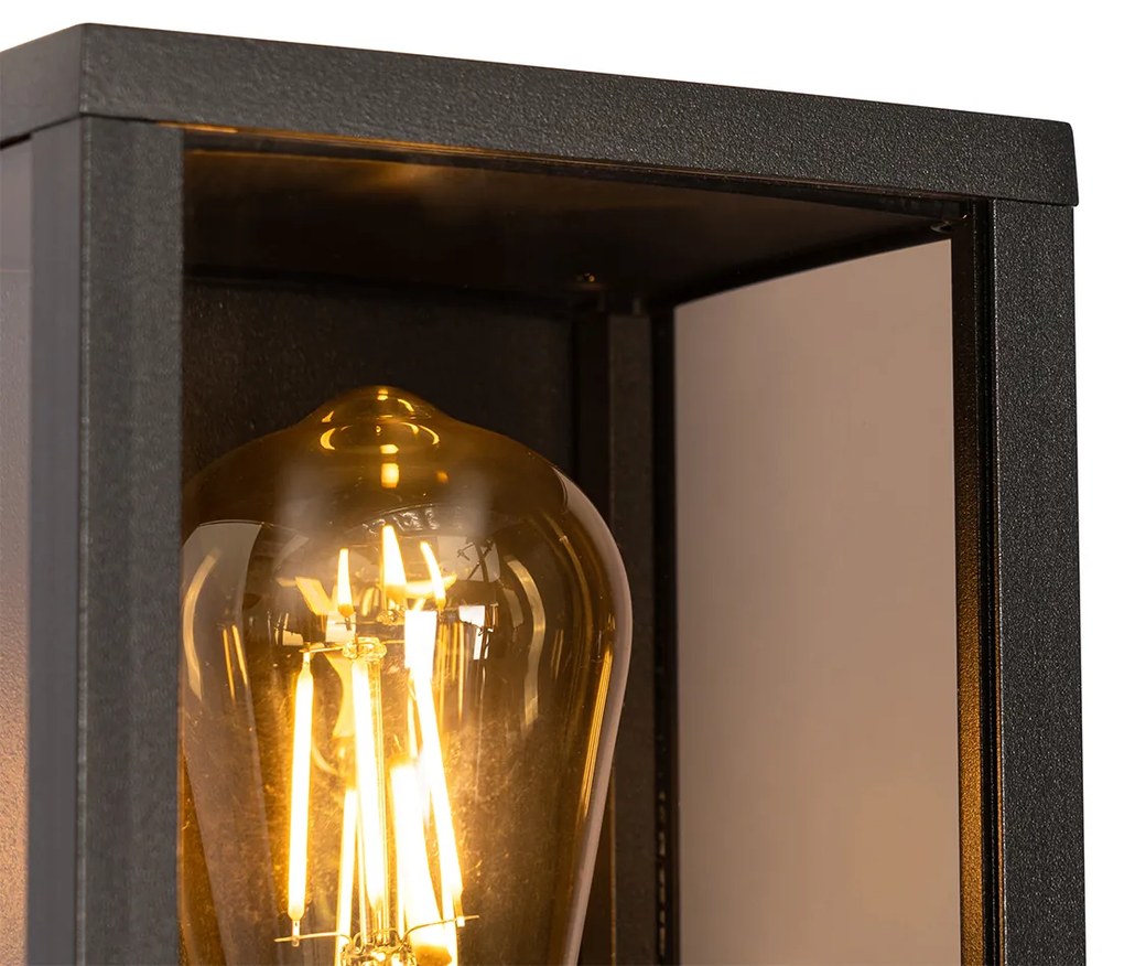 Zewnetrzna Lampa ścienna zewnętrzna czarna z przydymionym szkłem 26 cm IP44 - Charlois Nowoczesny Oswietlenie zewnetrzne