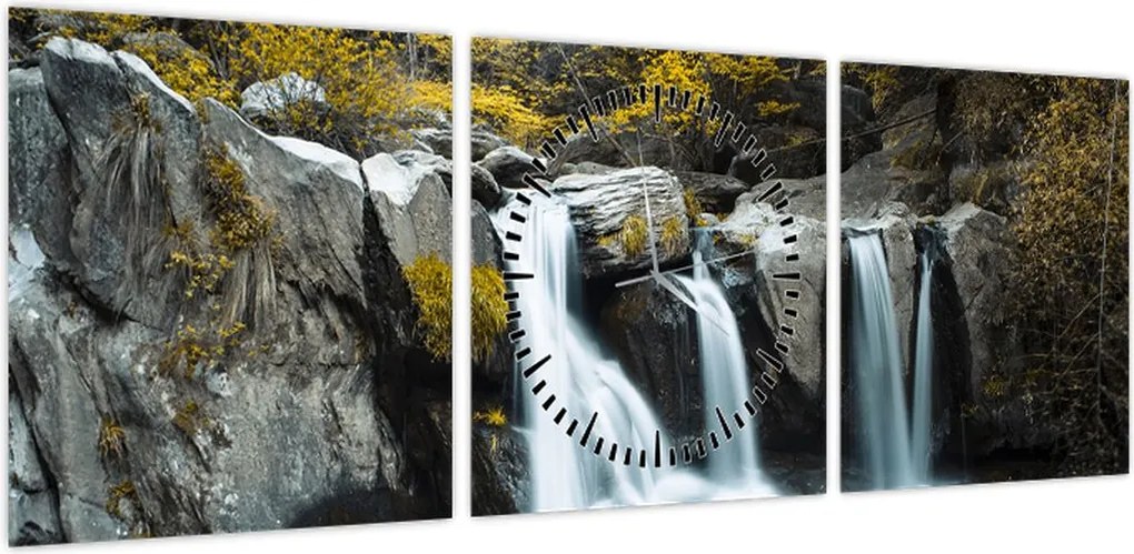 Obraz - Wodospady, Lushan, Chiny (z zegarem) (90x30 cm)